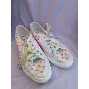 Superga X LoveShackFancy Floral-Print Sneakers 7.5 Womens Canvas Lace-Up Shoes